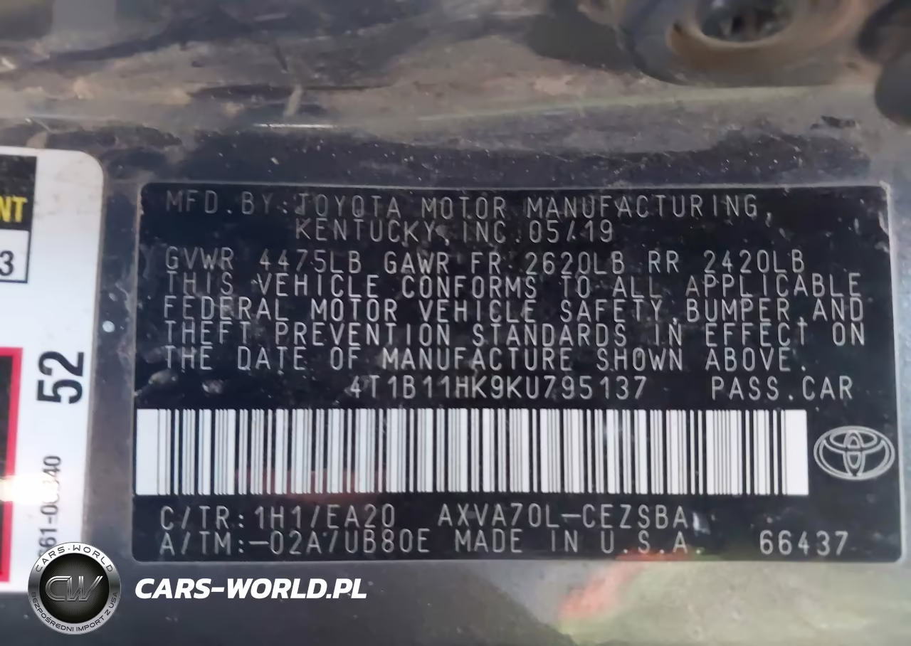 2019 Toyota Camry Se VIN:4T1B11HK9KU795137 - 9