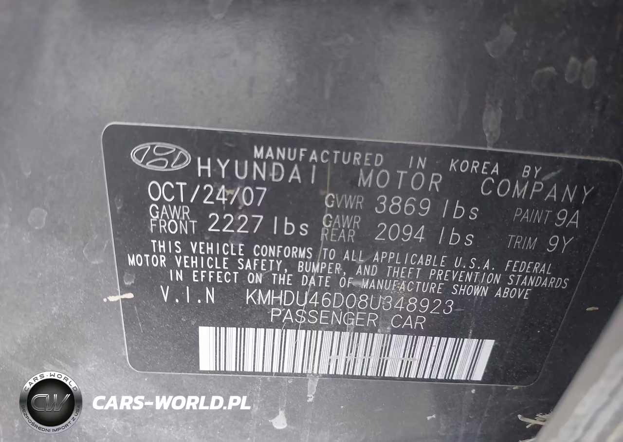 2008 Hyundai Elantra Gls-Se VIN:KMHDU46D08U348923 - 9
