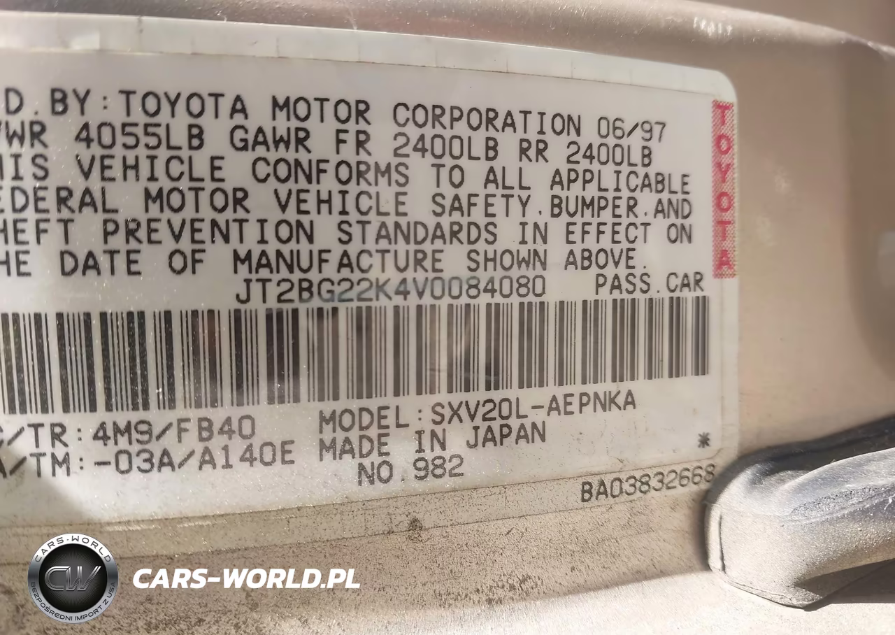 1997 TOYOTA CAMRY LE VIN:JT2BG22K4V0084080 - 9