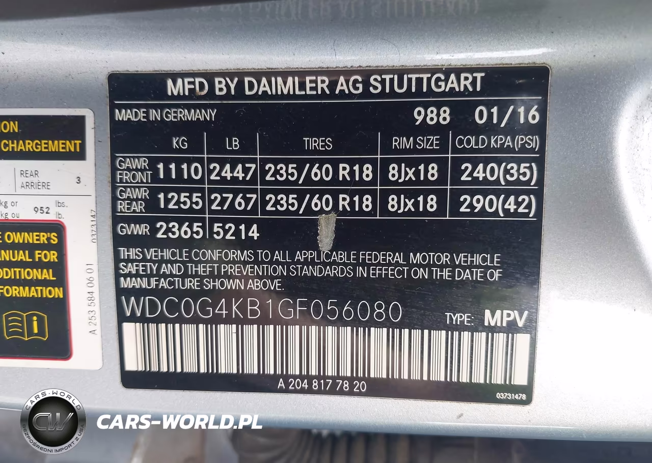2016 Mercedes-Benz Glc 300 4Matic VIN:WDC0G4KB1GF056080 - 9