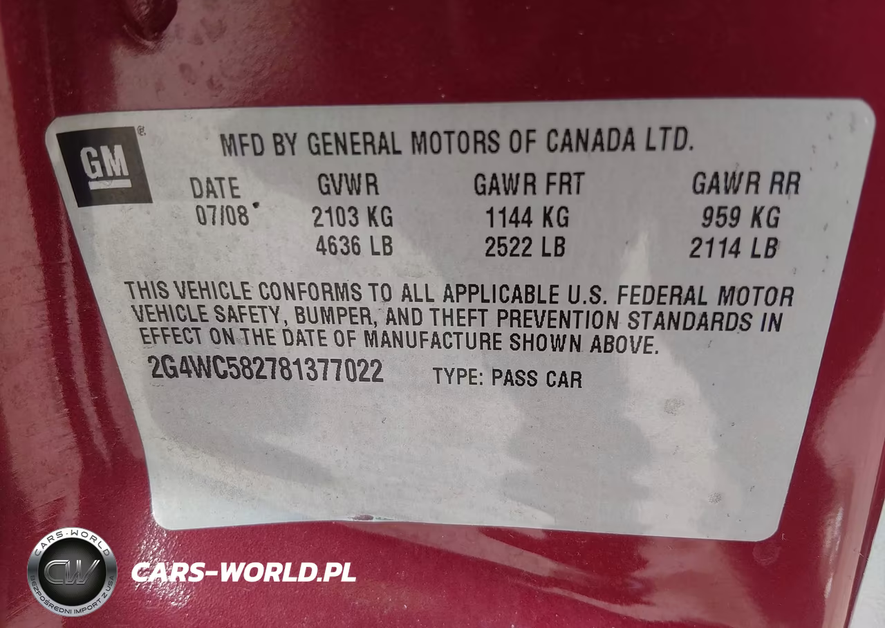 2008 Buick Lacrosse Cx VIN:2G4WC582781377022 - 9
