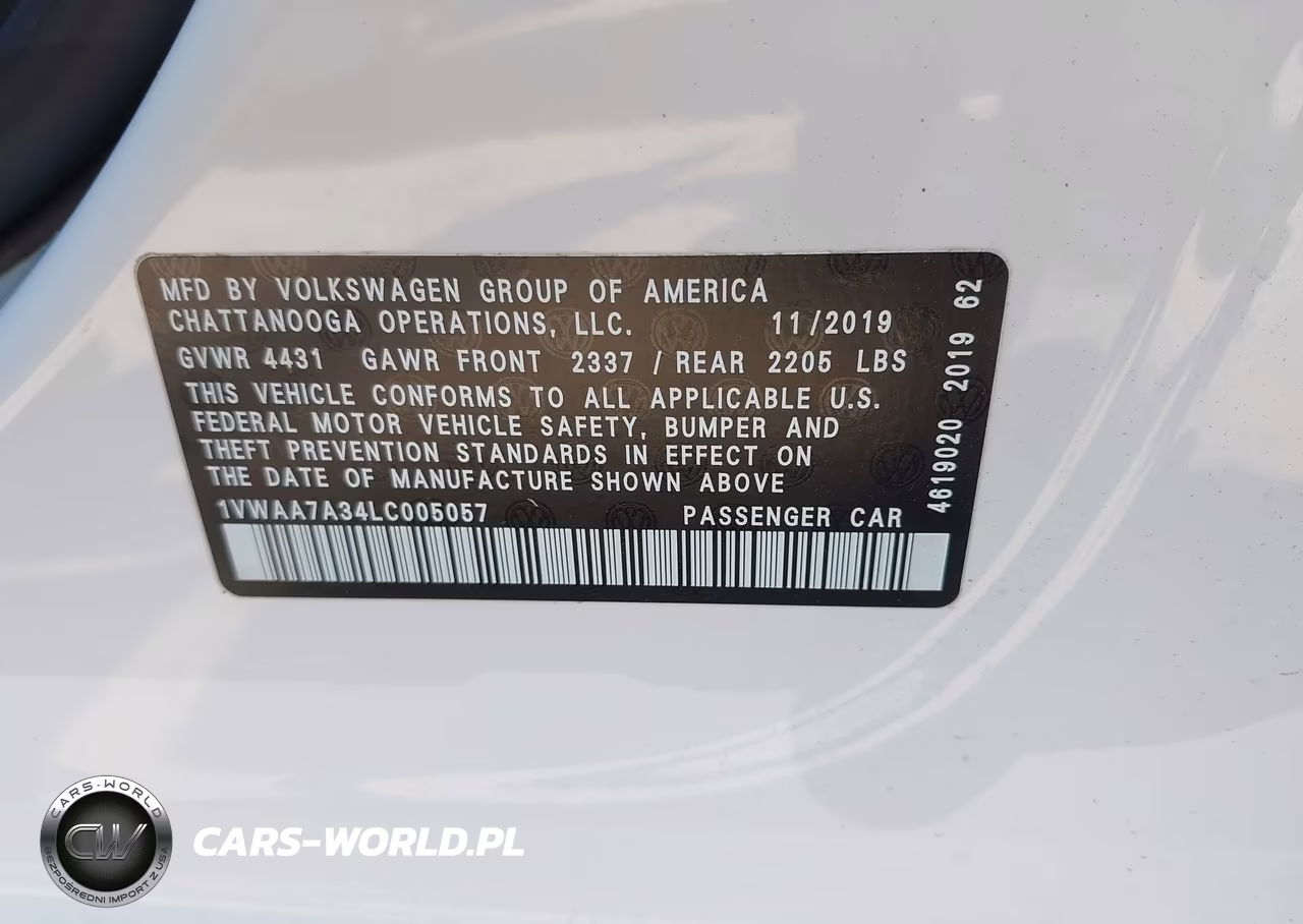2020 Volkswagen Passat 2.0T S VIN:1VWAA7A34LC005057 - 9