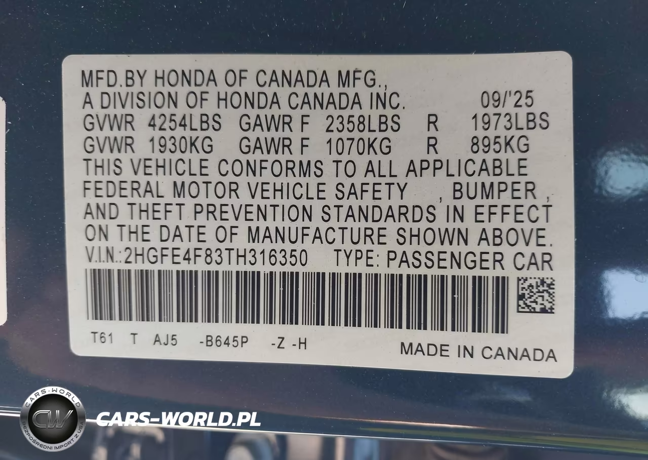 2026 Honda Civic Hybrid Sport-Sport Touring VIN:2HGFE4F83TH316350 - 9