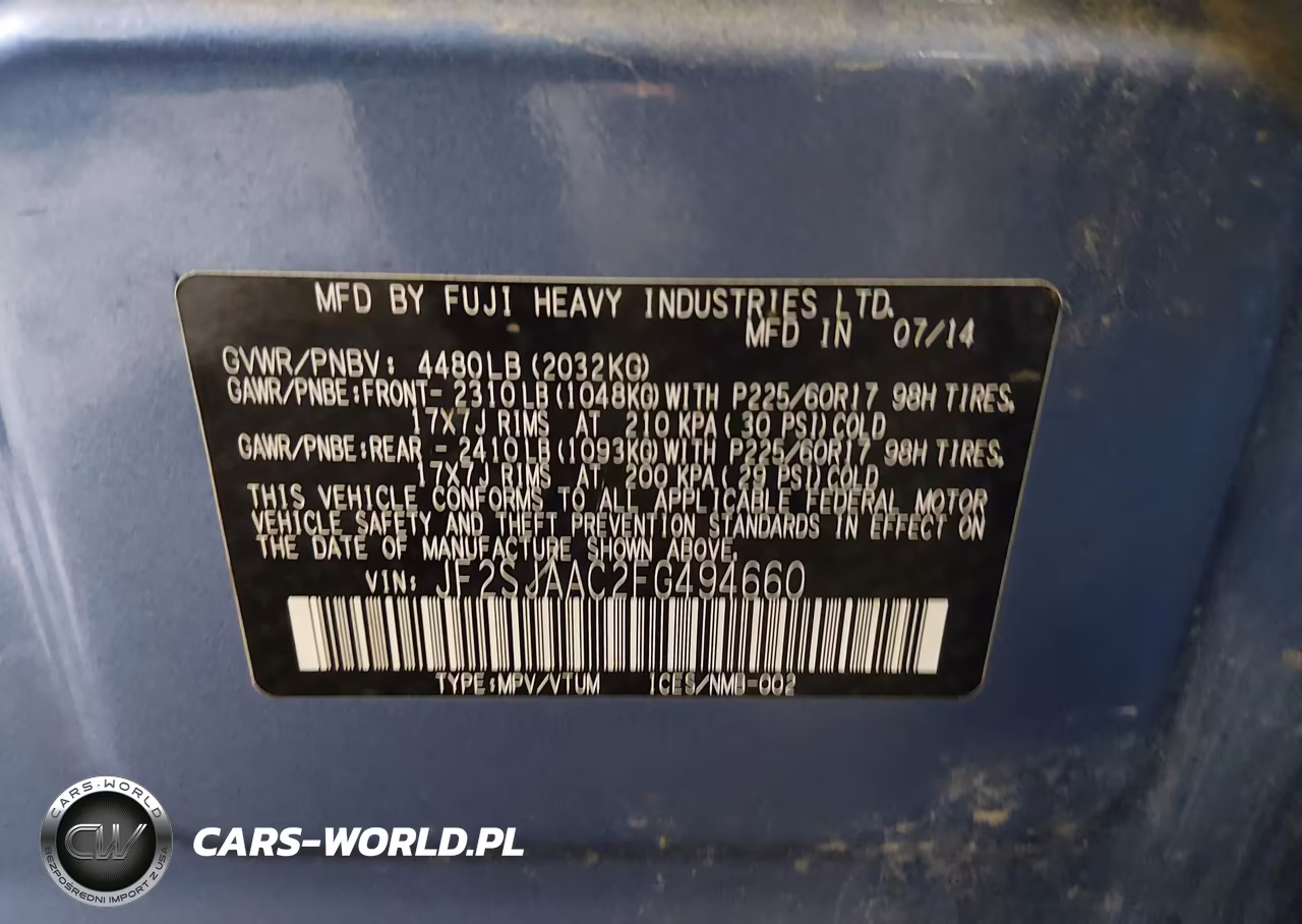 2015 Subaru Forester 2.5I VIN:JF2SJAAC2FG494660 - 9