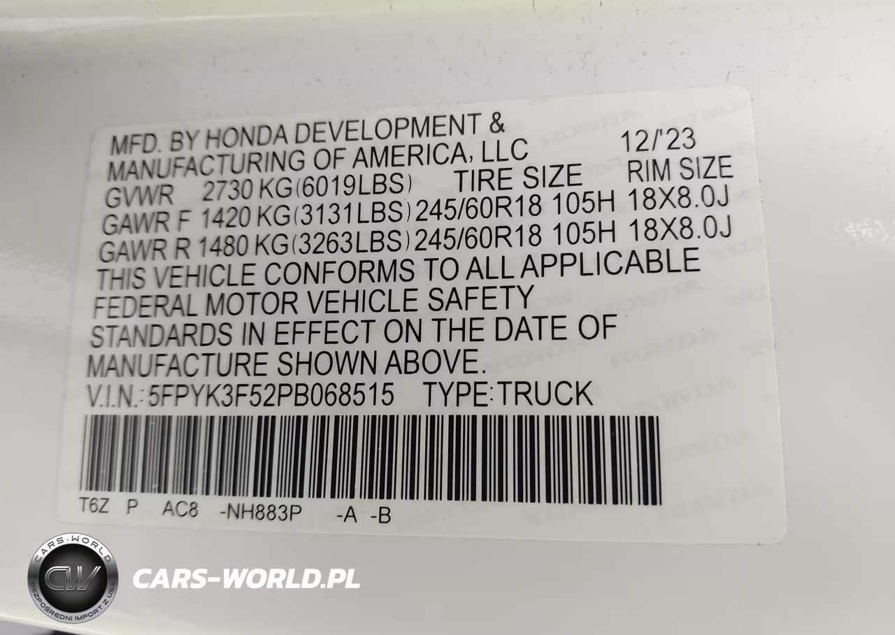 2023 Honda Ridgeline Rtl VIN:5FPYK3F52PB068515 - 9
