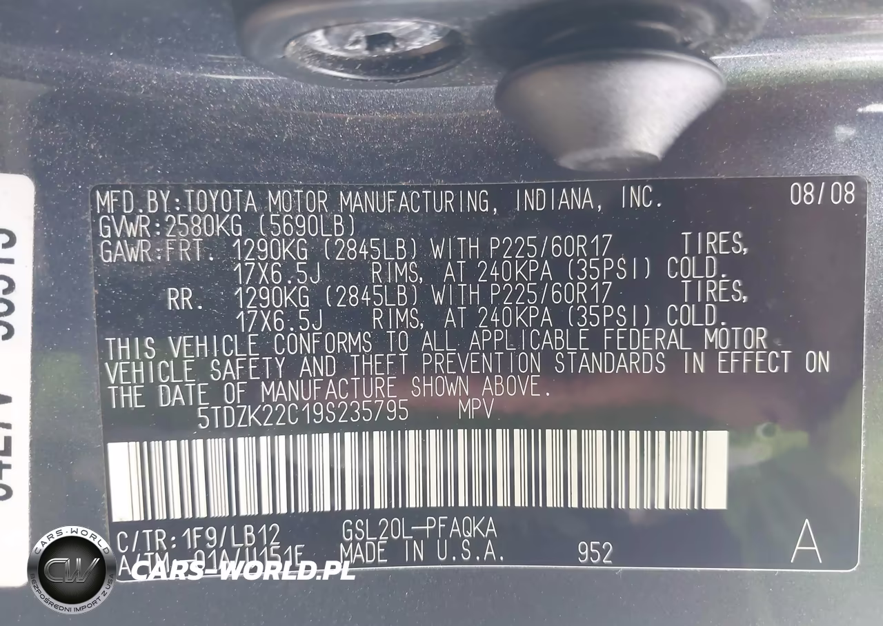 2009 Toyota Sienna Limited VIN:5TDZK22C19S235795 - 9