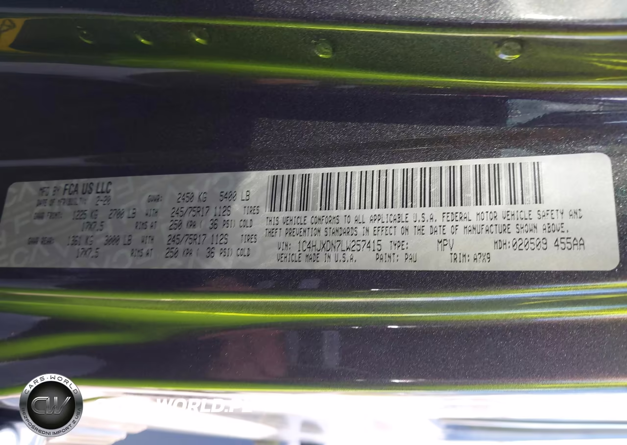 2020 Jeep Wrangler Unlimited Sport S 4X4 VIN:1C4HJXDN7LW257415 - 9