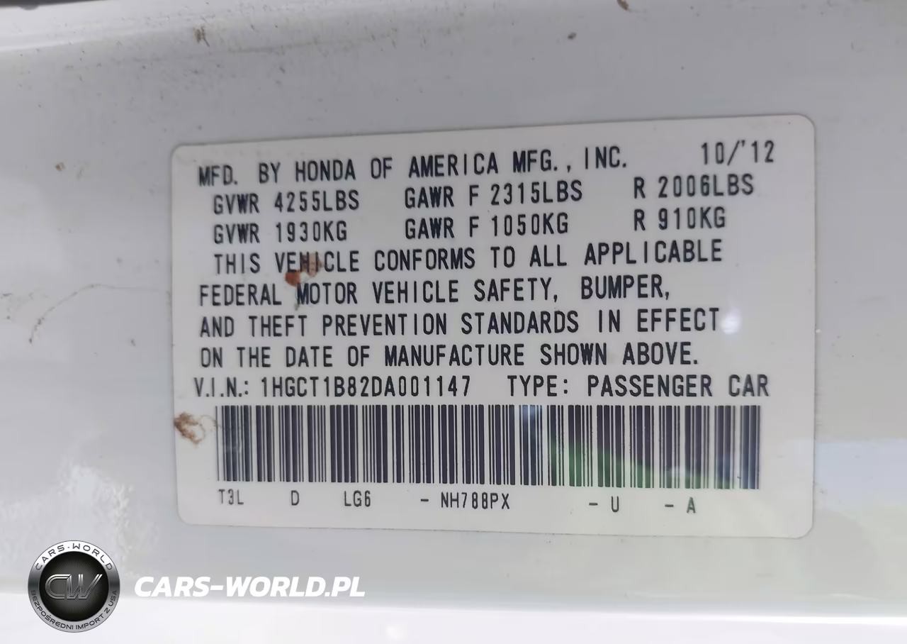 2013 Honda Accord Ex-L VIN:1HGCT1B82DA001147 - 9