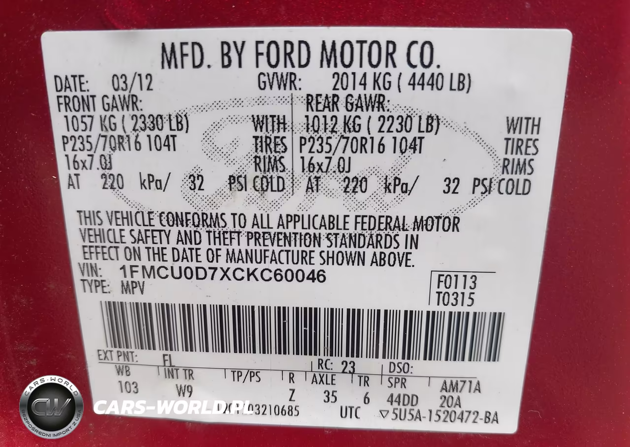 2012 Ford Escape Xlt VIN:1FMCU0D7XCKC60046 - 9