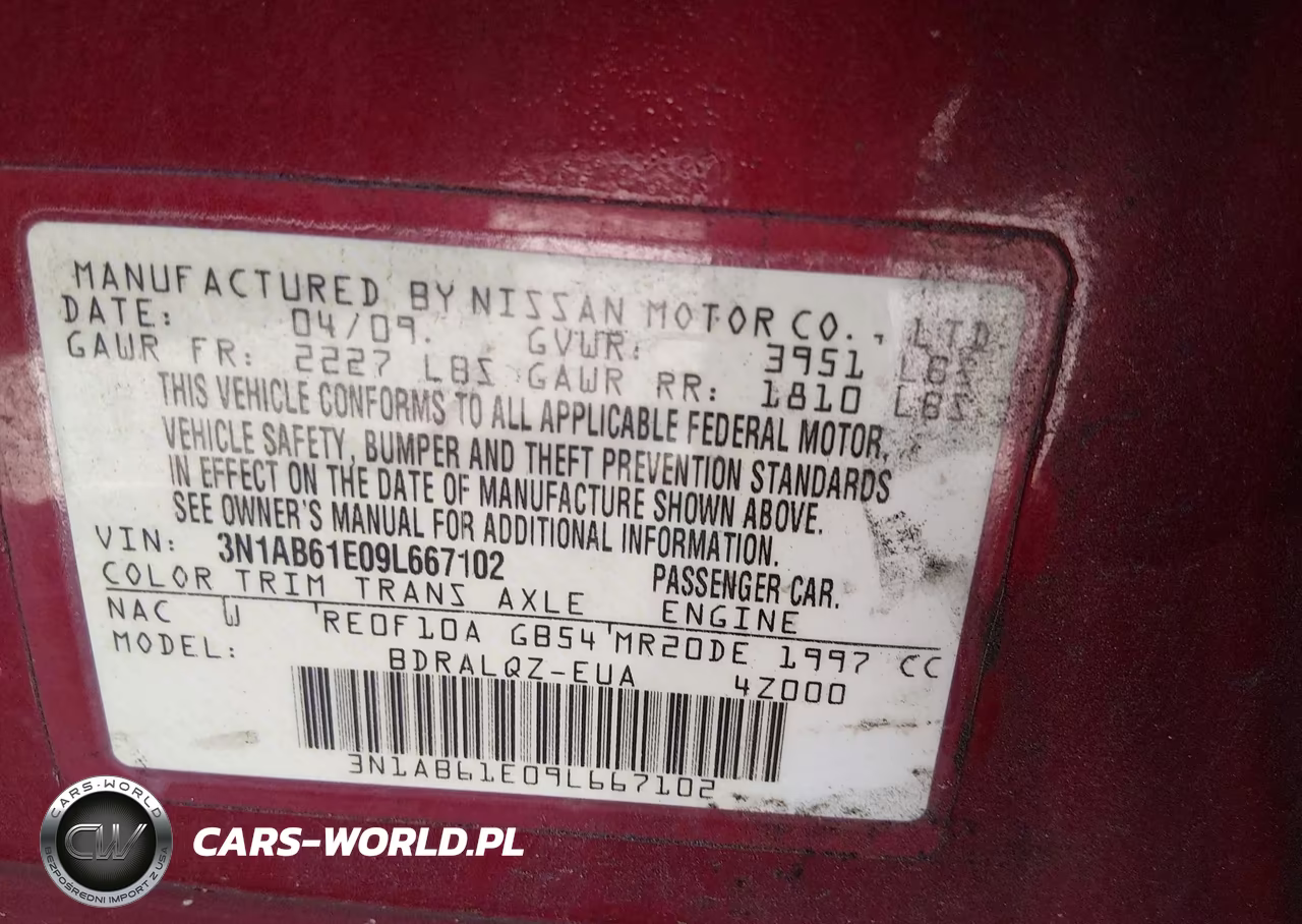 2009 Nissan Sentra 2.0 VIN:3N1AB61E09L667102 - 9