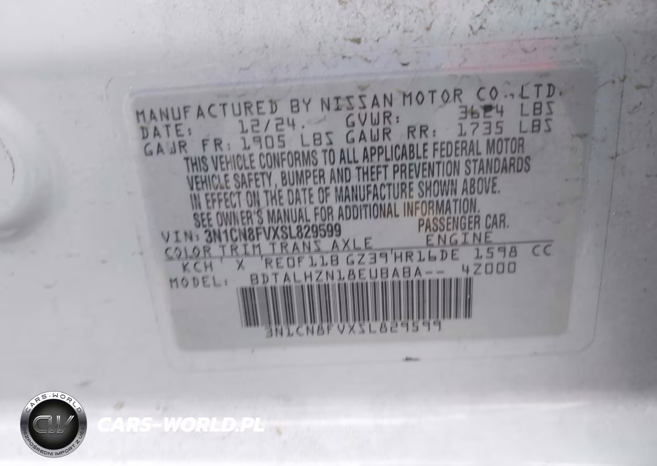 2025 Nissan Versa 1.6 Sr VIN:3N1CN8FVXSL829599 - 9