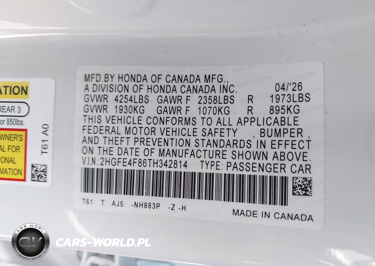 2026 Honda Civic Hybrid Sport-Sport Touring VIN:2HGFE4F86TH342814 - 9