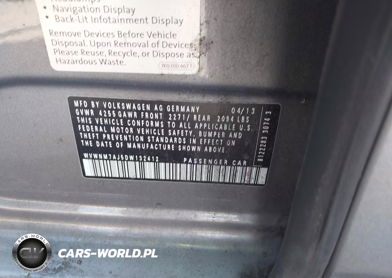 2013 Volkswagen Golf 2.0L Tdi 4-Door VIN:WVWNM7AJ5DW132412 - 9