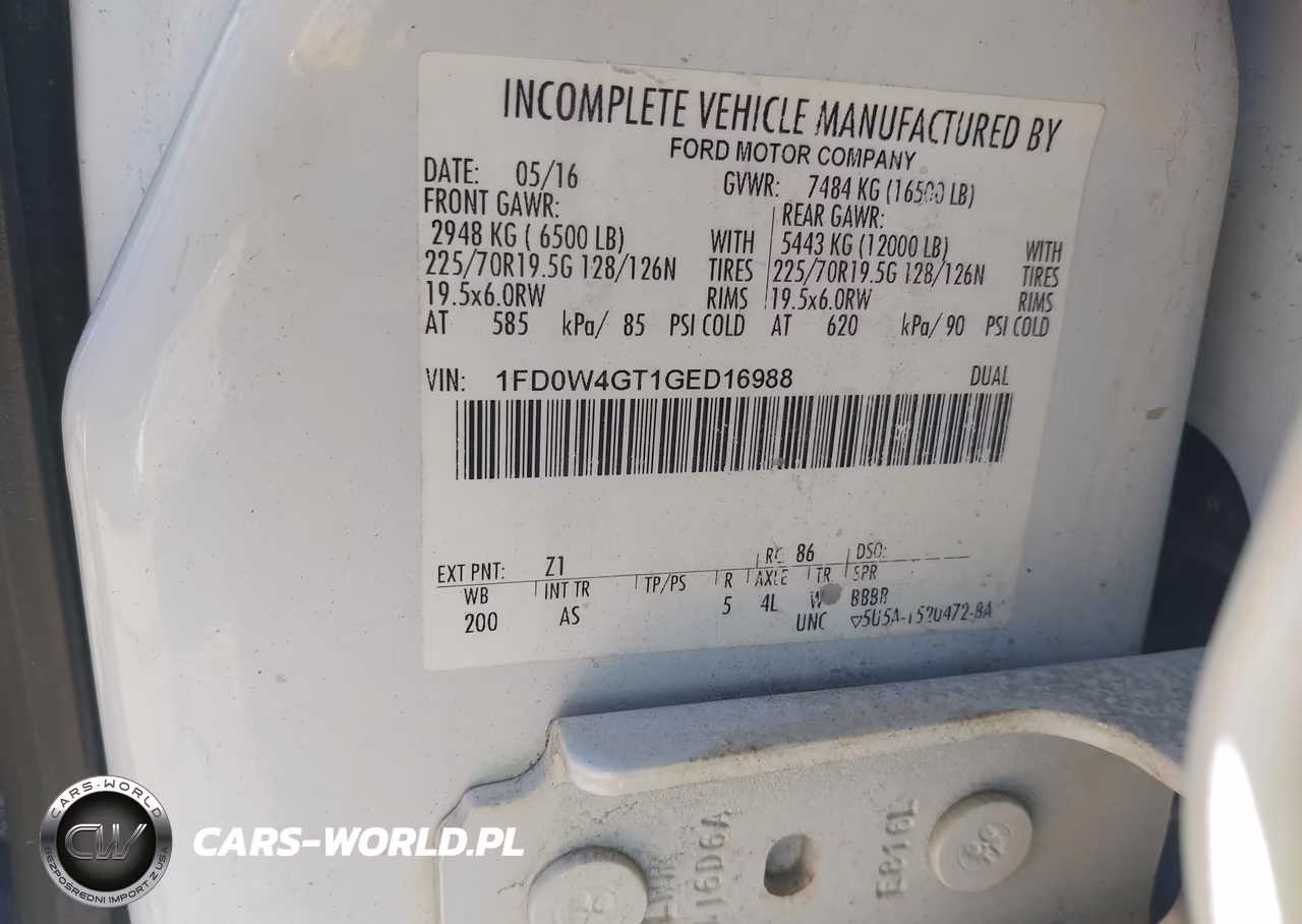 2016 Ford F-450 Chassis Xl VIN:1FD0W4GT1GED16988 - 8