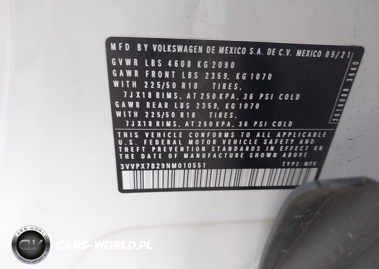 2022 Volkswagen Taos 1.5T Se VIN:3VVPX7B29NM010551 - 9