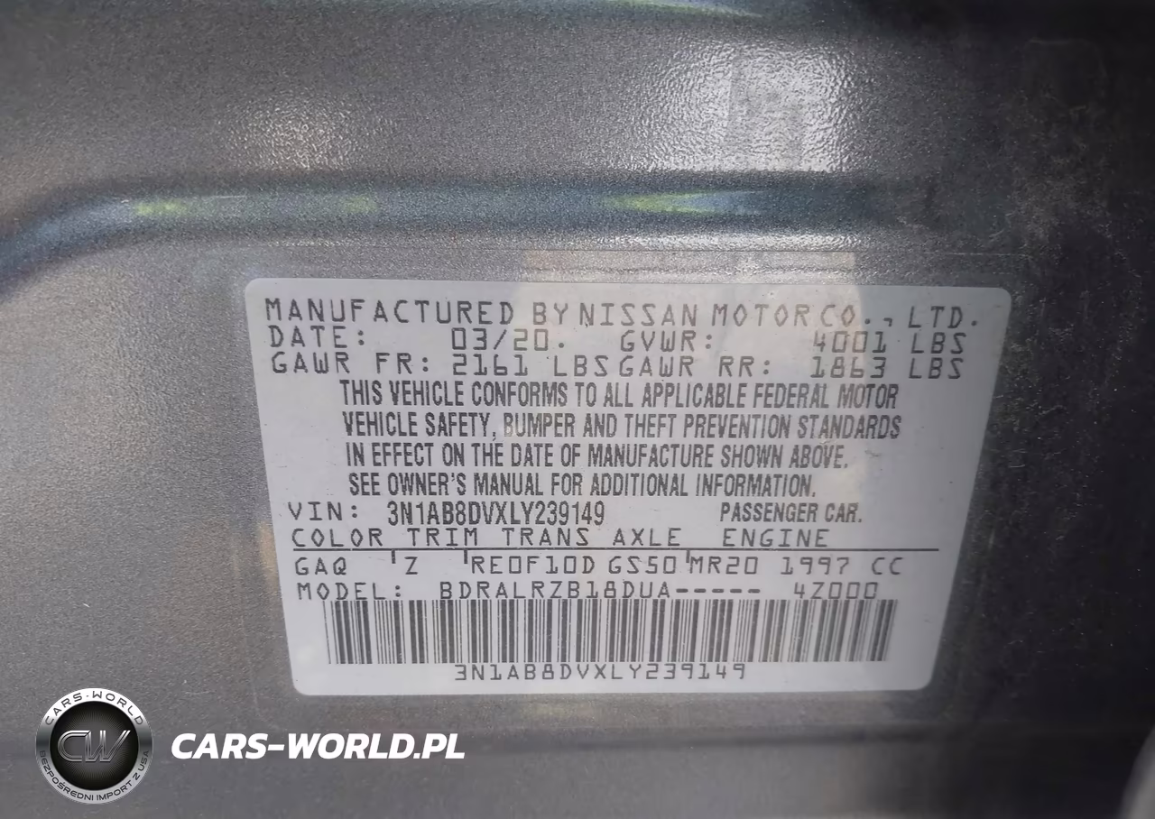 2020 Nissan Sentra Sr Xtronic Cvt VIN:3N1AB8DVXLY239149 - 9