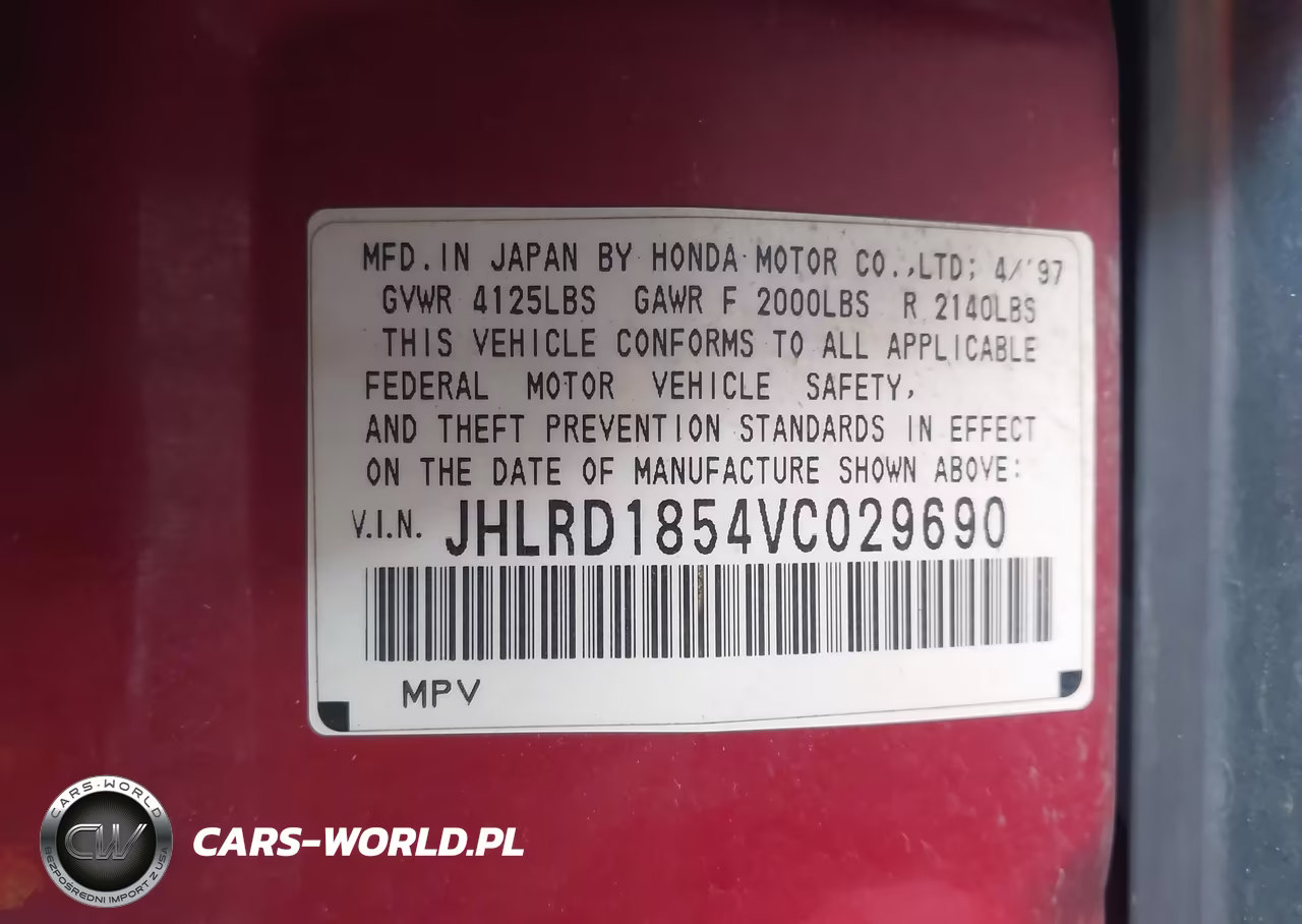 1997 Honda Cr-V VIN:JHLRD1854VC029690 - 9