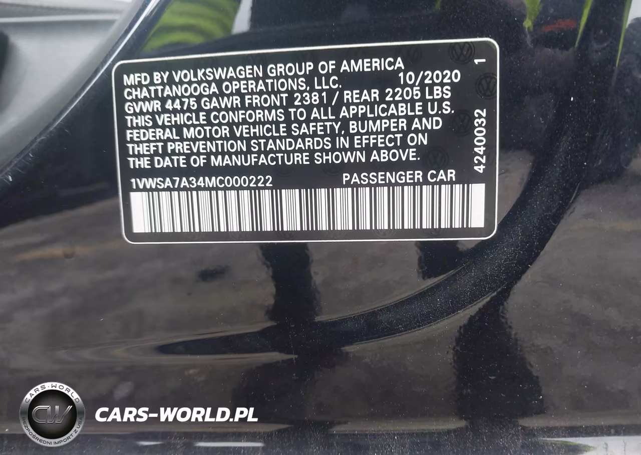 2021 Volkswagen Passat 2.0T Se VIN:1VWSA7A34MC000222 - 9