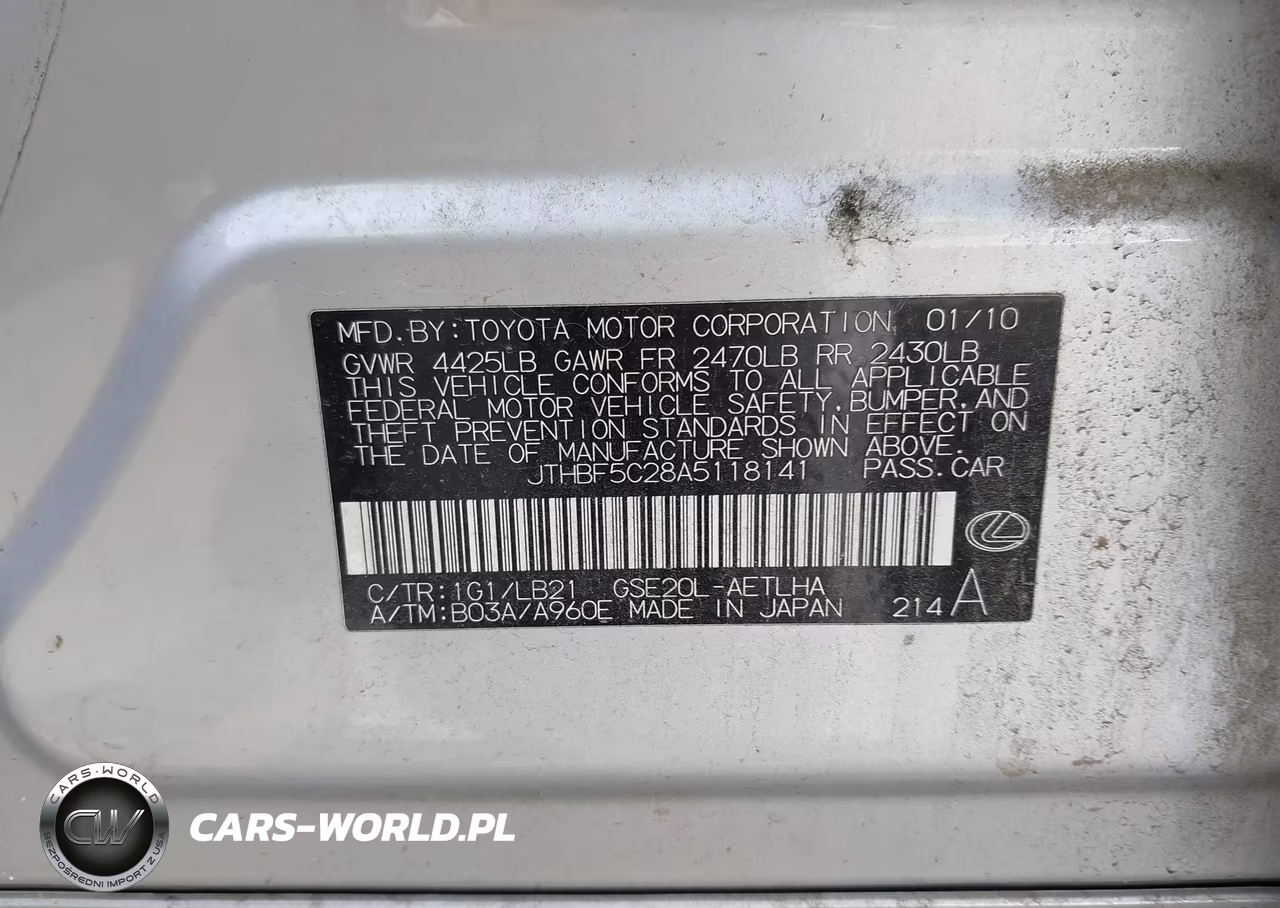 2010 Lexus Is 250 VIN:JTHBF5C28A5118141 - 9