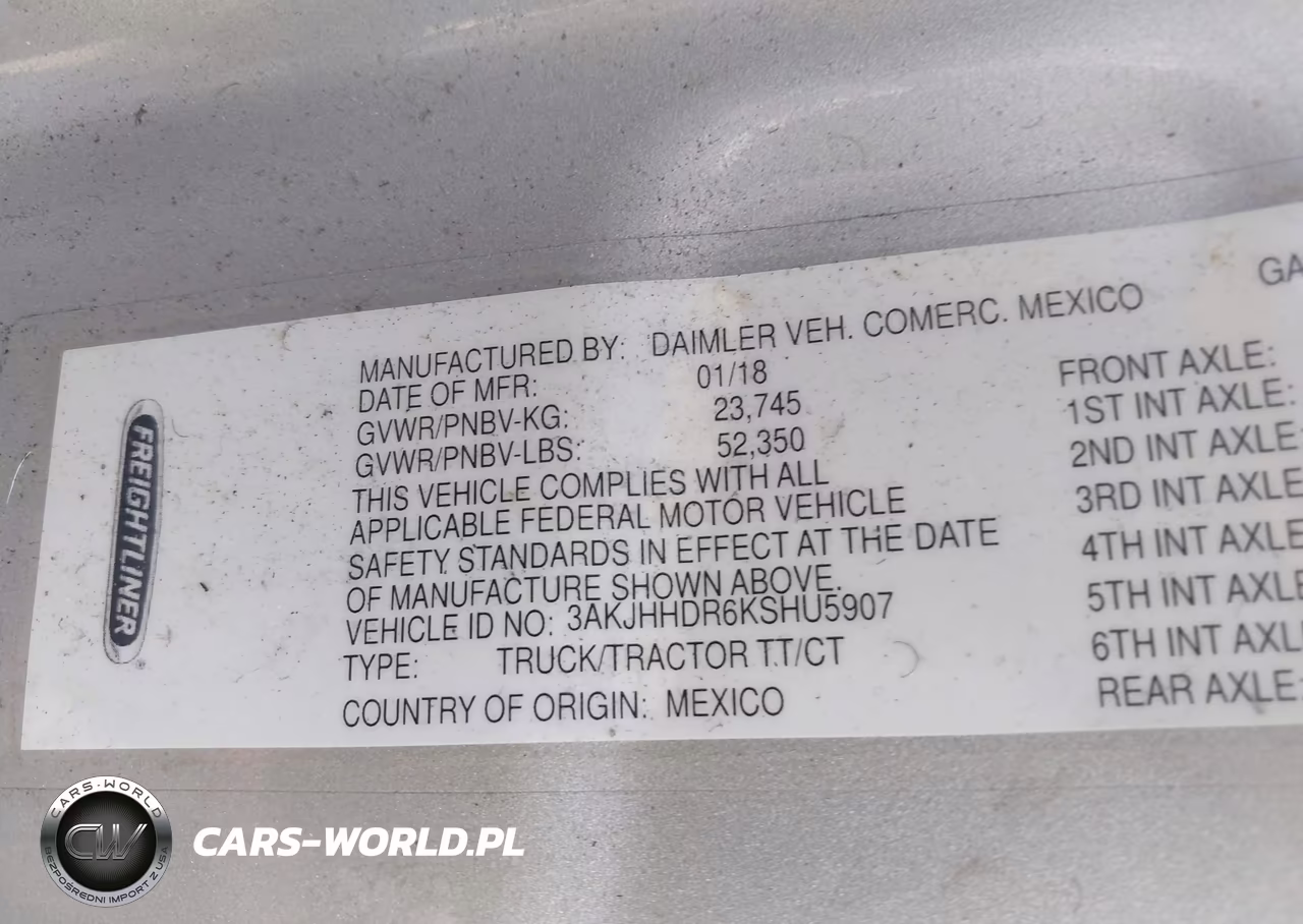 2019 Freightliner New Cascadia 126 VIN:3AKJHHDR6KSHU5907 - 8