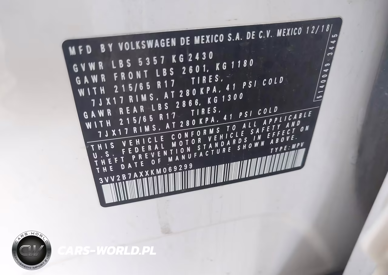2019 Volkswagen Tiguan 2.0T Se-2.0T Sel-2.0T Sel R-Line-2.0T Sel R-Line Black VIN:3VV2B7AXXKM069299 - 9