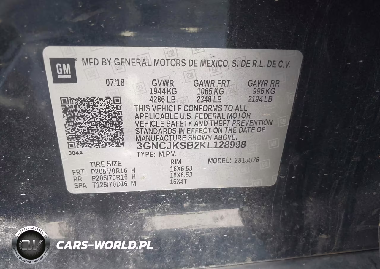 2019 Chevrolet Trax Ls VIN:3GNCJKSB2KL128998 - 9