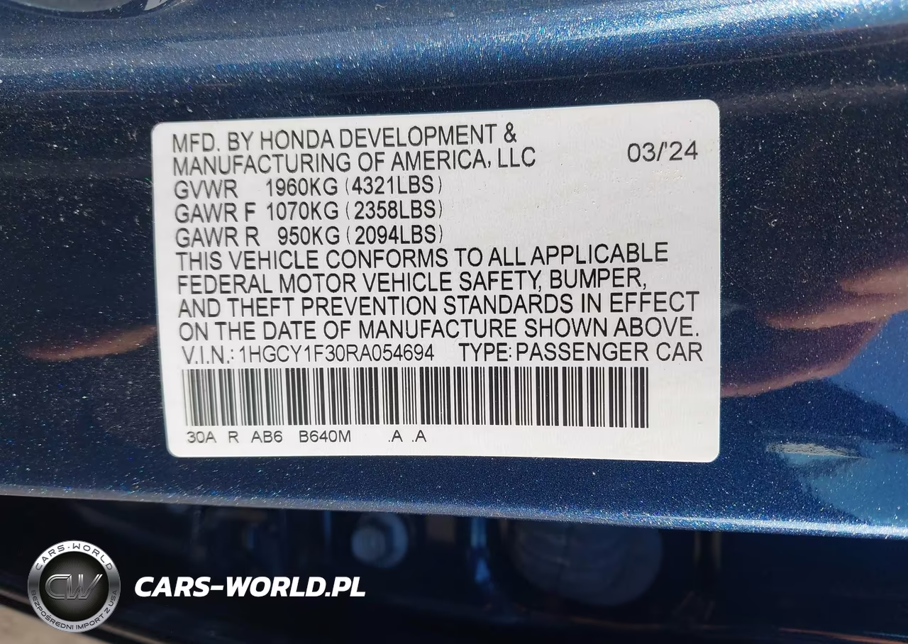 2024 Honda Accord Ex VIN:1HGCY1F30RA054694 - 9