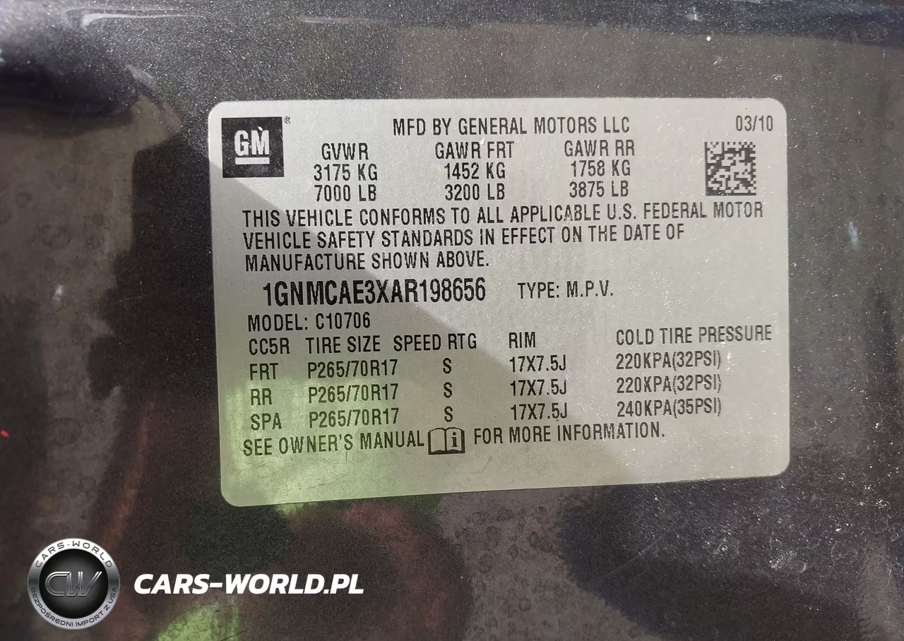 2010 Chevrolet Tahoe Ls VIN:1GNMCAE3XAR198656 - 9