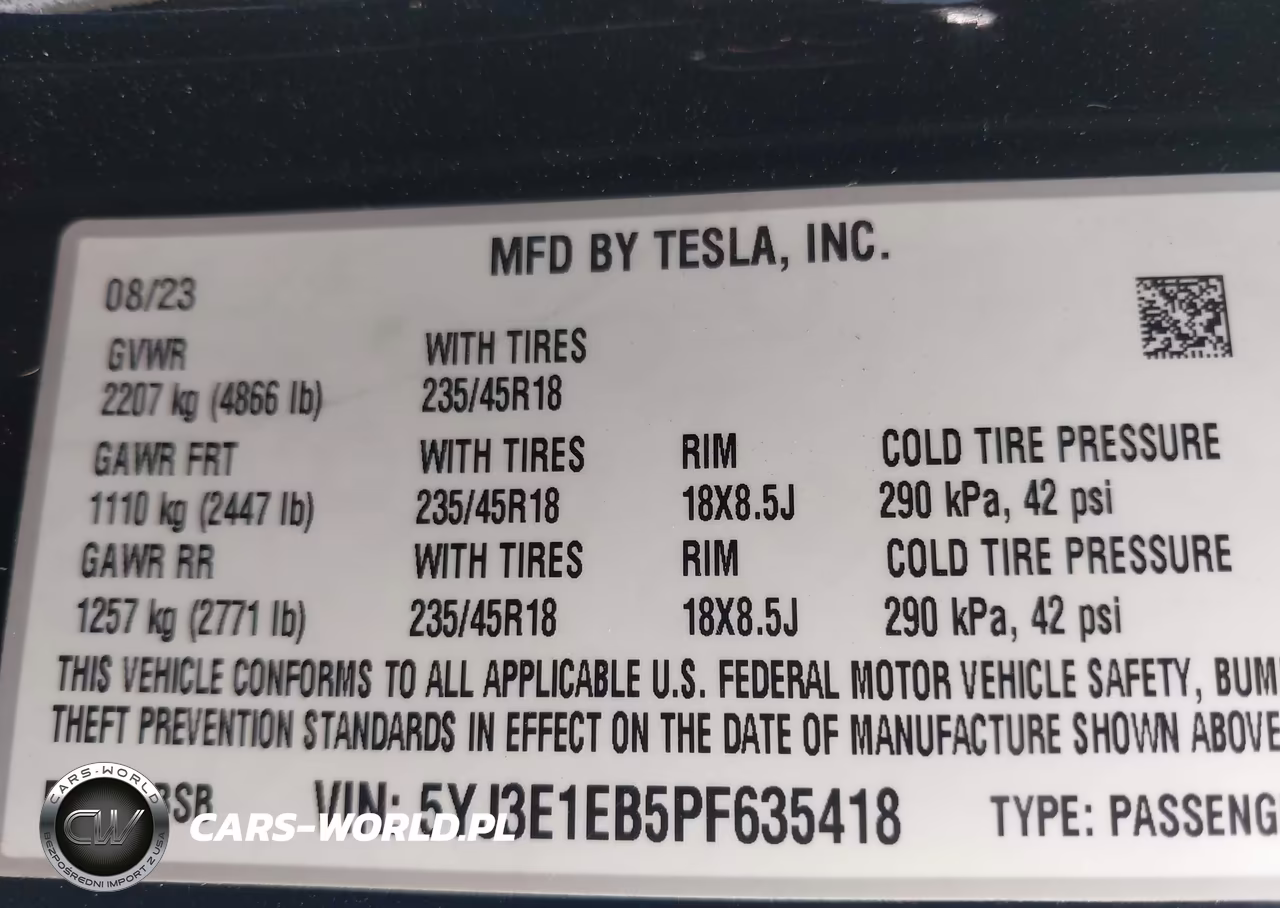 2023 Tesla Model 3 Long Range Dual Motor All-Wheel Drive VIN:5YJ3E1EB5PF635418 - 9