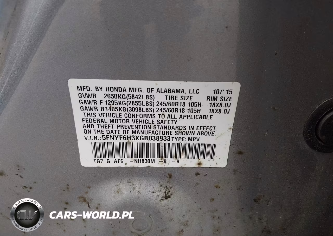 2016 Honda Pilot Ex VIN:5FNYF6H3XGB038933 - 9