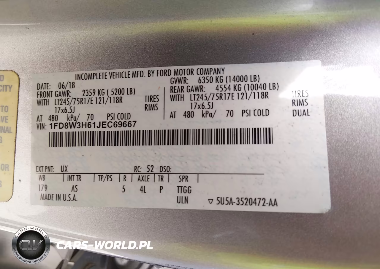 2018 Ford F-350 Chassis Xl VIN:1FD8W3H61JEC69667 - 9