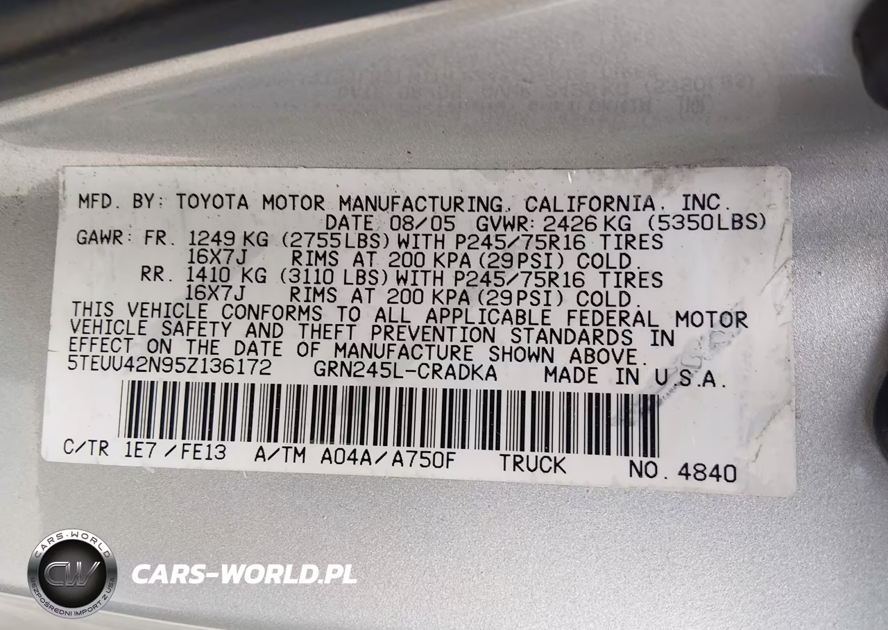2005 Toyota Tacoma Base V6 VIN:5TEUU42N95Z136172 - 9