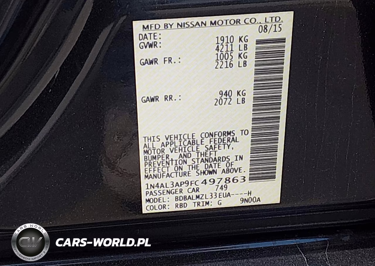 2015 Nissan Altima 2.5 Sv VIN:1N4AL3AP9FC497863 - 9