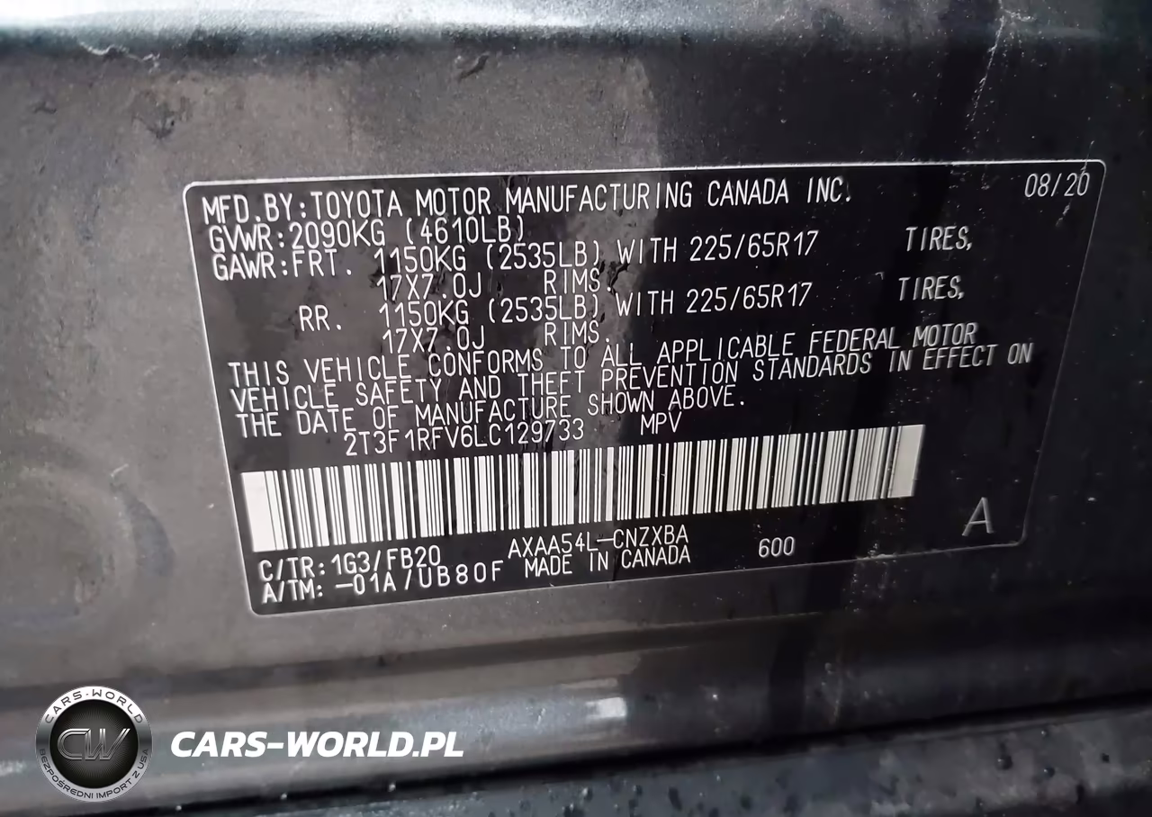 2020 Toyota Rav4 Le VIN:2T3F1RFV6LC129733 - 9