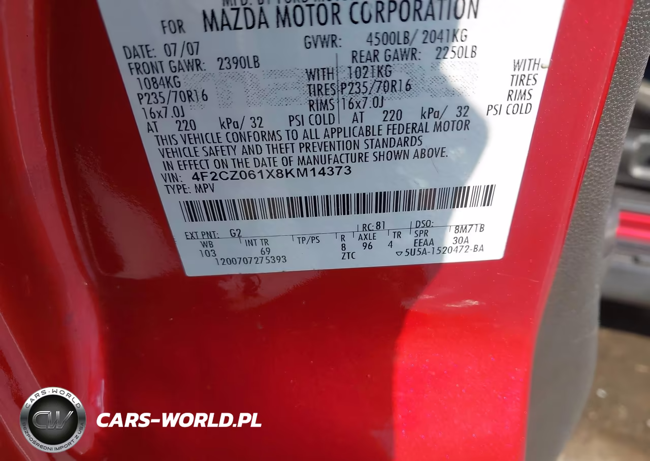 2008 Mazda Tribute S Grand Touring VIN:4F2CZ061X8KM14373 - 9