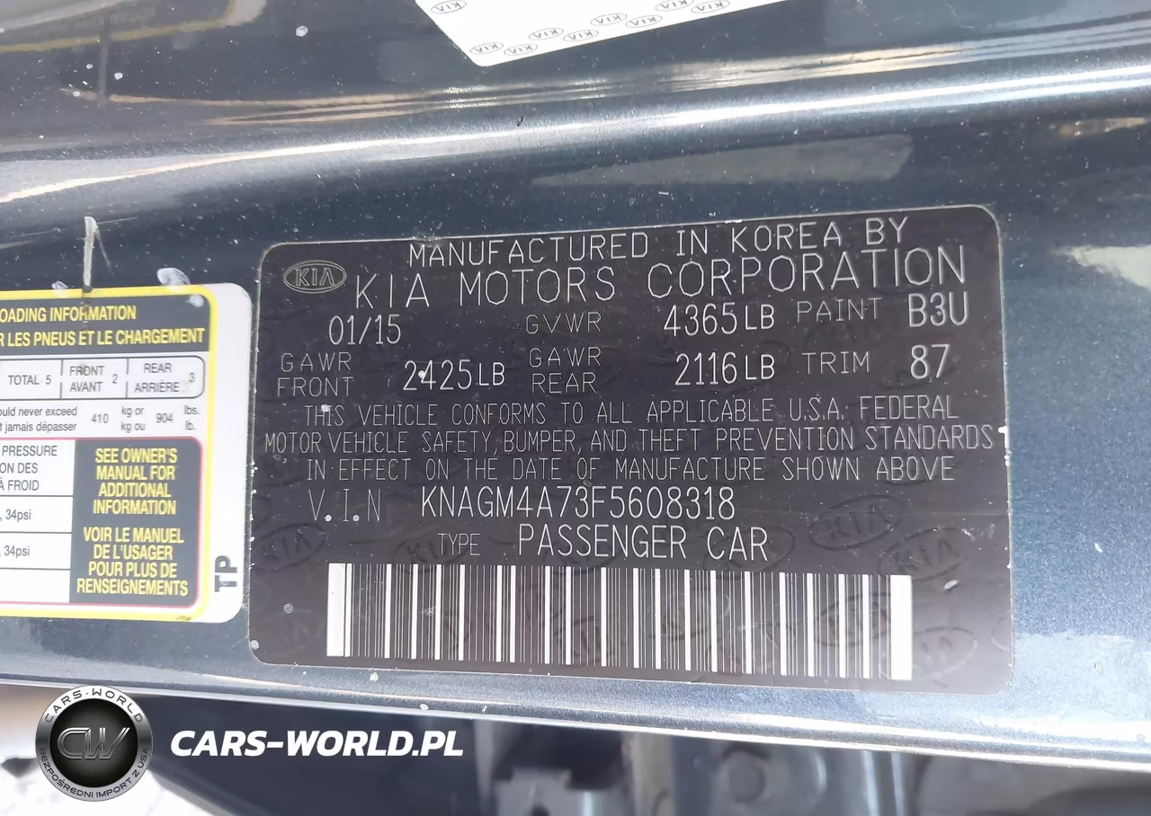 2015 Kia Optima Lx VIN:KNAGM4A73F5608318 - 9