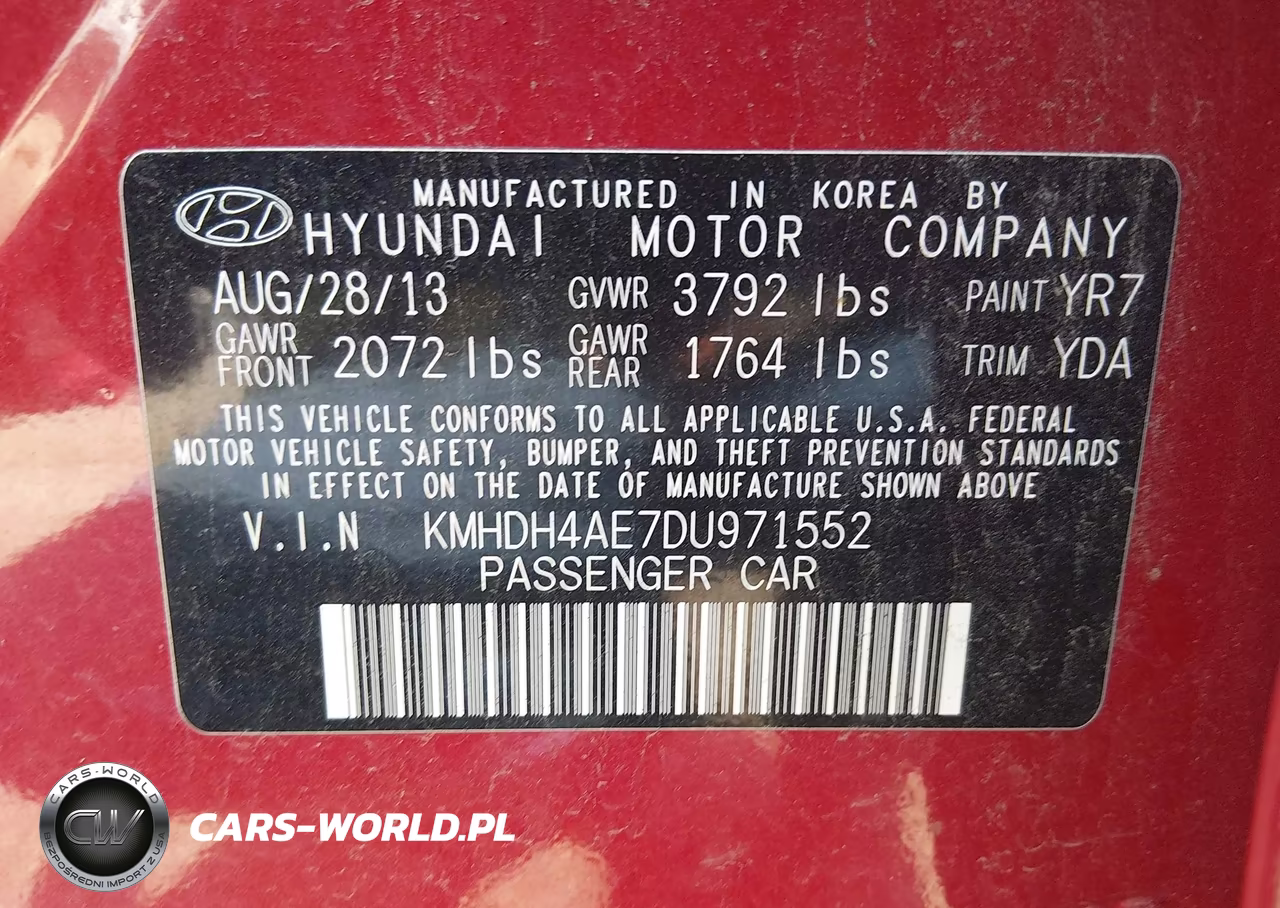 2013 Hyundai Elantra Gls VIN:KMHDH4AE7DU971552 - 9
