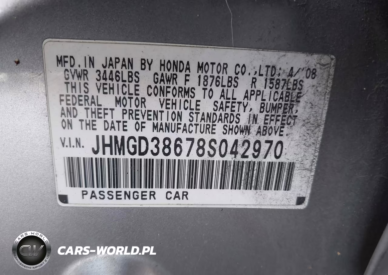 2008 Honda Fit Sport VIN:JHMGD38678S042970 - 9