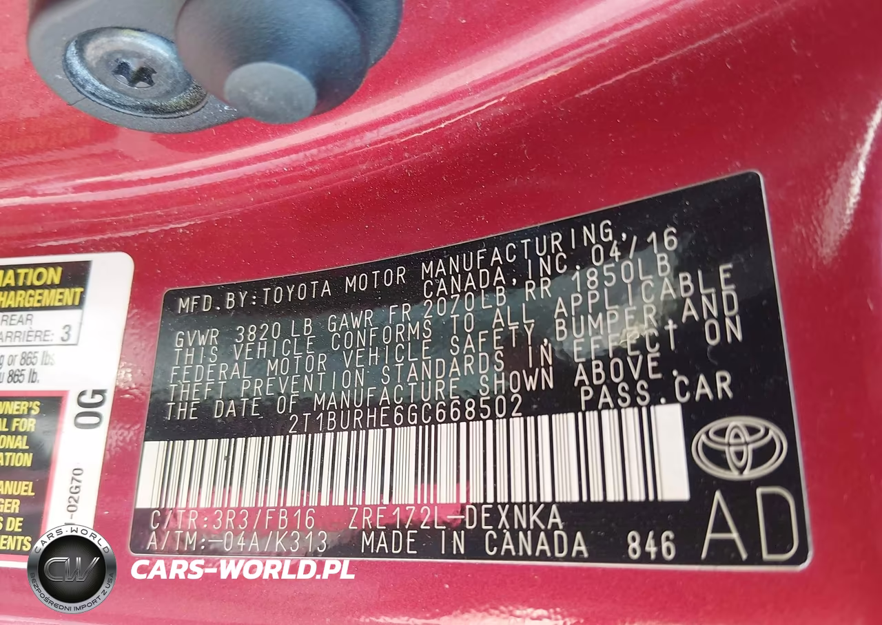 2016 Toyota Corolla Le VIN:2T1BURHE6GC668502 - 9
