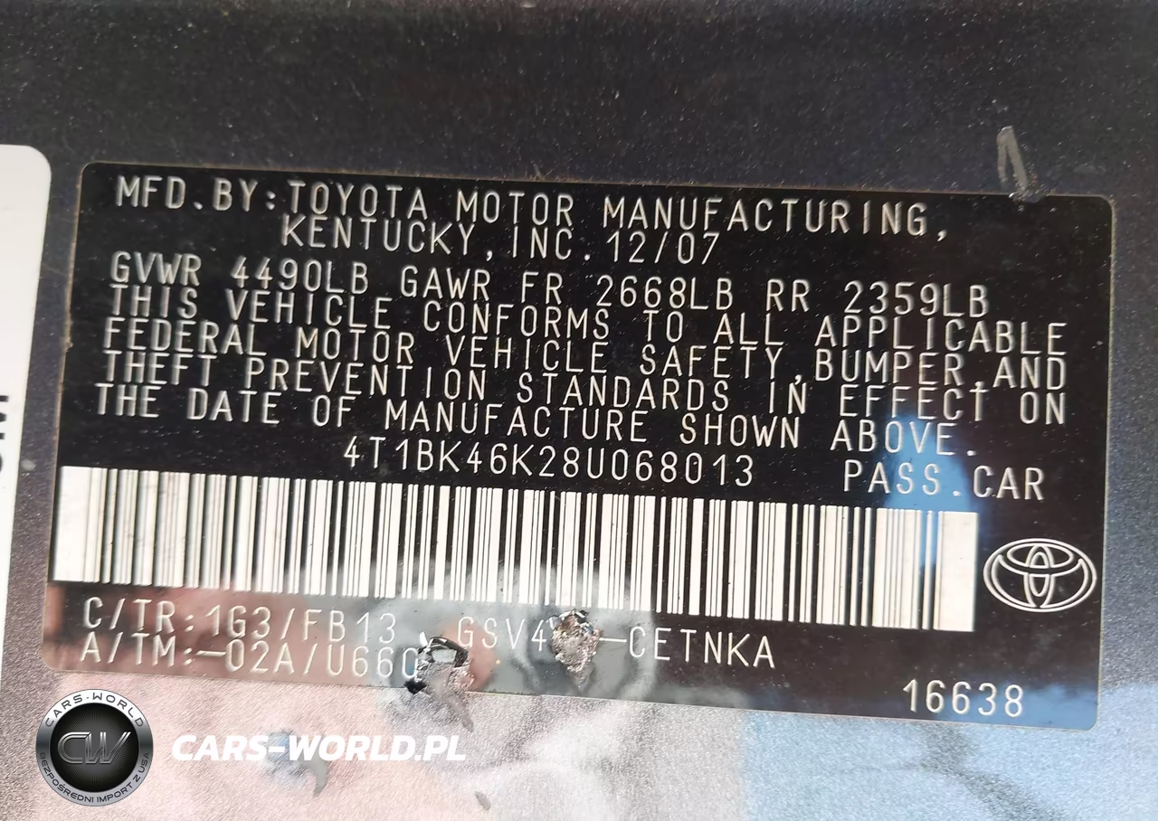 2008 Toyota Camry Le V6 VIN:4T1BK46K28U068013 - 9