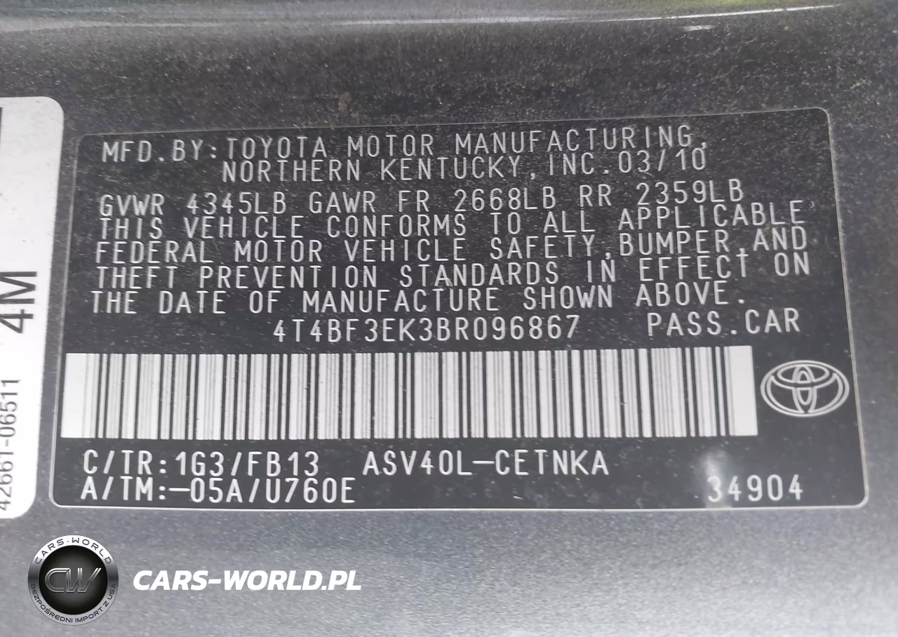 2011 Toyota Camry Le VIN:4T4BF3EK3BR096867 - 9