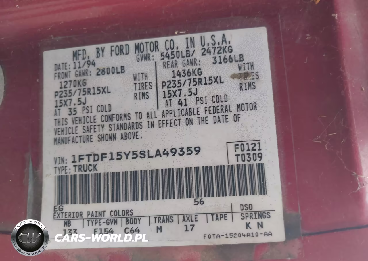 1995 Ford F150 VIN:1FTDF15Y5SLA49359 - 9