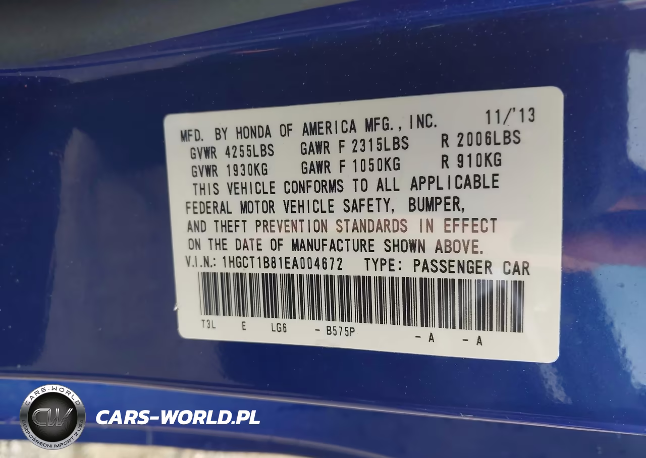 2014 Honda Accord Ex-L VIN:1HGCT1B81EA004672 - 9