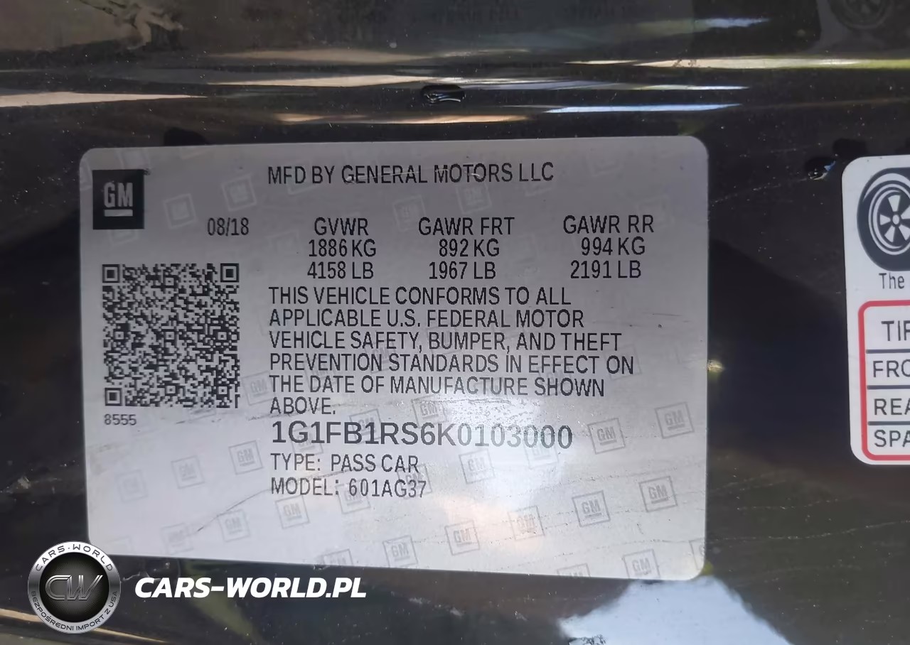 2019 Chevrolet Camaro 1Lt VIN:1G1FB1RS6K0103000 - 9