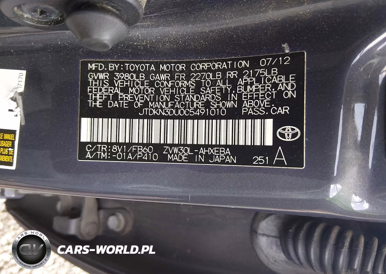 2012 Toyota Prius Two VIN:JTDKN3DU0C5491010 - 9