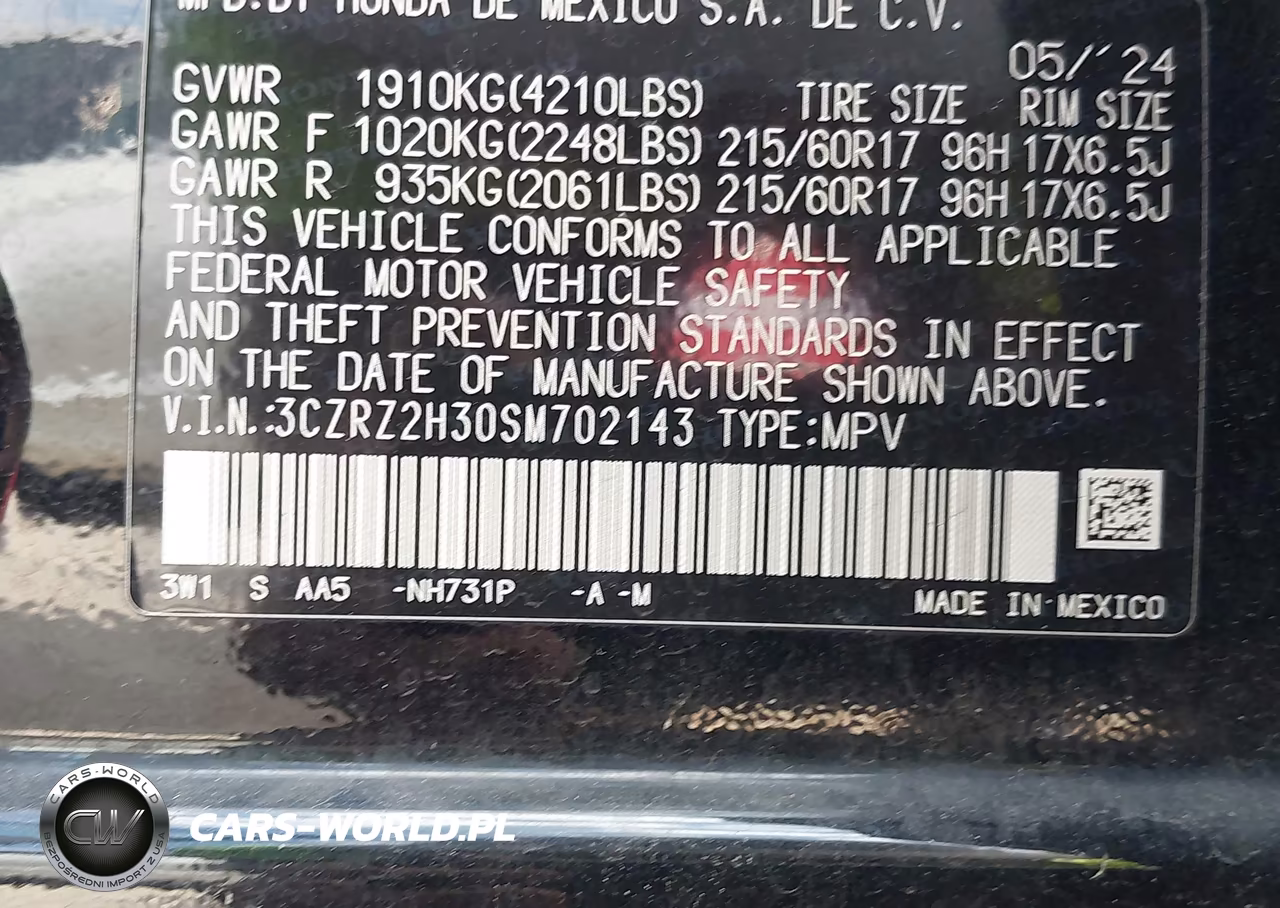 2025 Honda Hr-V Awd Lx VIN:3CZRZ2H30SM702143 - 9