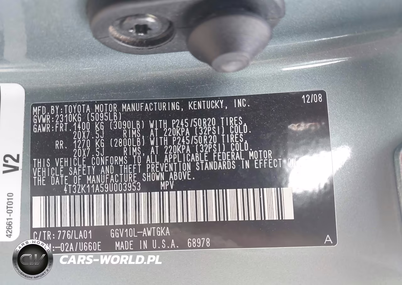 2009 Toyota Venza Base V6 VIN:4T3ZK11A59U003953 - 9