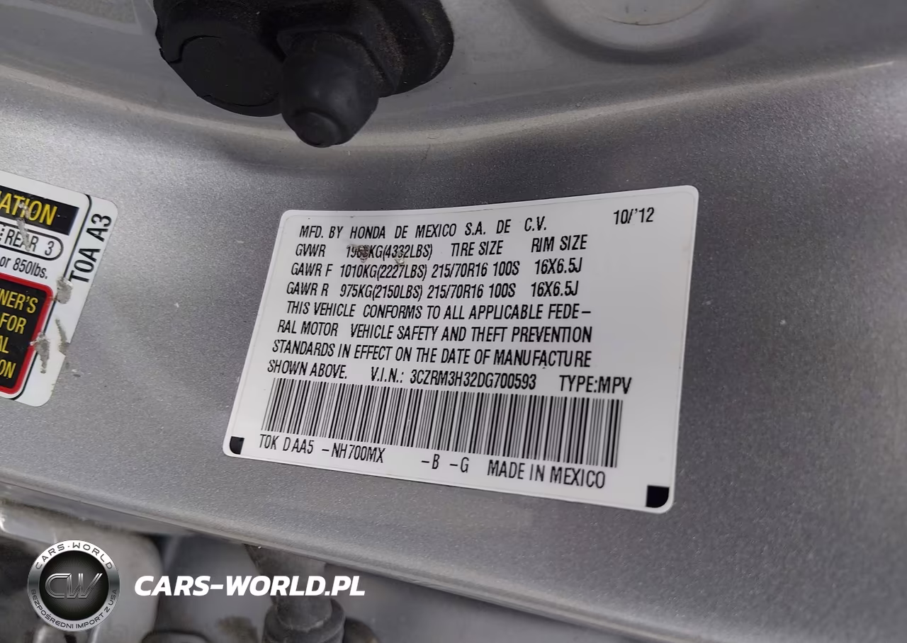 2013 Honda Cr-V Lx VIN:3CZRM3H32DG700593 - 9