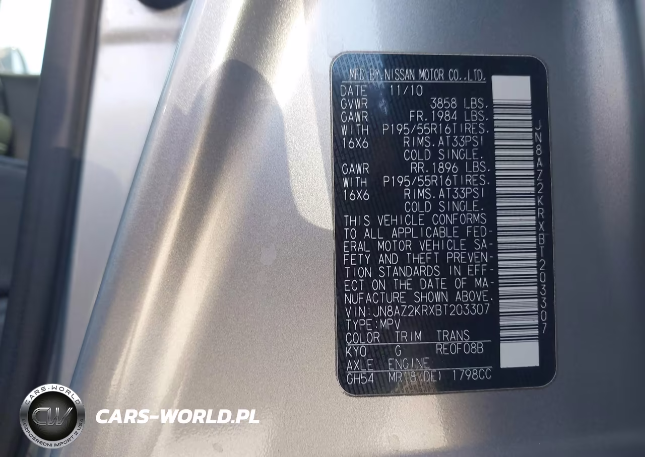 2011 Nissan Cube 1.8Sl VIN:JN8AZ2KRXBT203307 - 9
