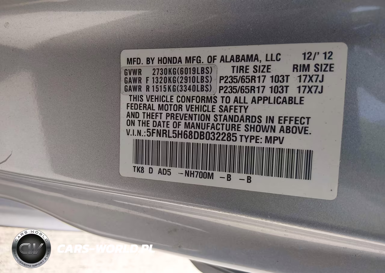 2013 Honda Odyssey Ex-L VIN:5FNRL5H68DB032285 - 9